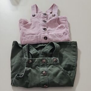 Wonder Nation Pink and Green Kids Overalls